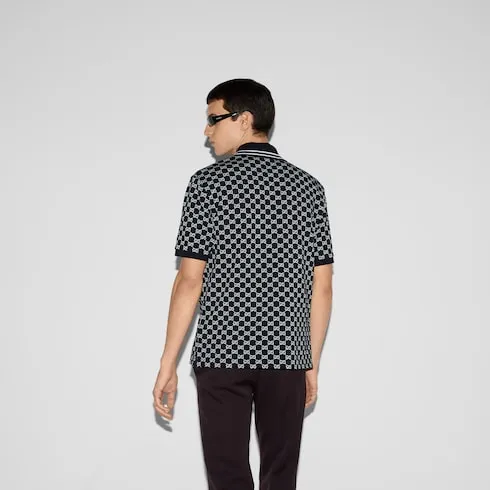 Gg Cotton Piquet Jacquard Polo Shirt