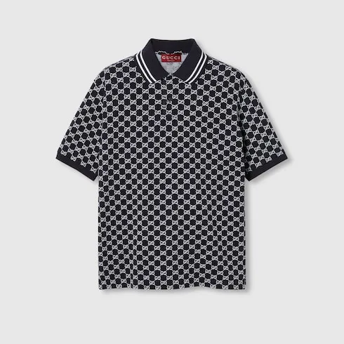 Gg Cotton Piquet Jacquard Polo Shirt