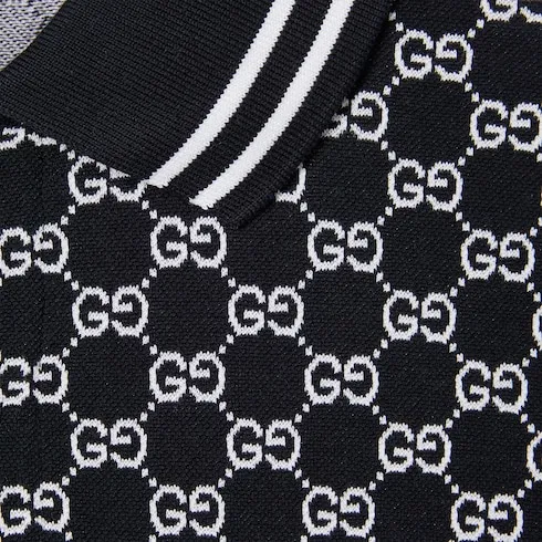 Gg Cotton Piquet Jacquard Polo Shirt