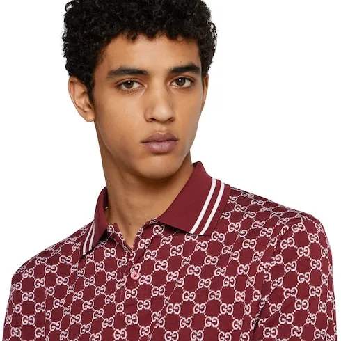 Gg Cotton Piquet Jacquard Polo Shirt