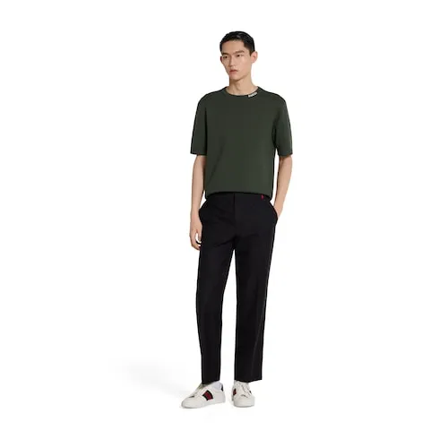 Silk Cotton Knit T-Shirt With Intarsia