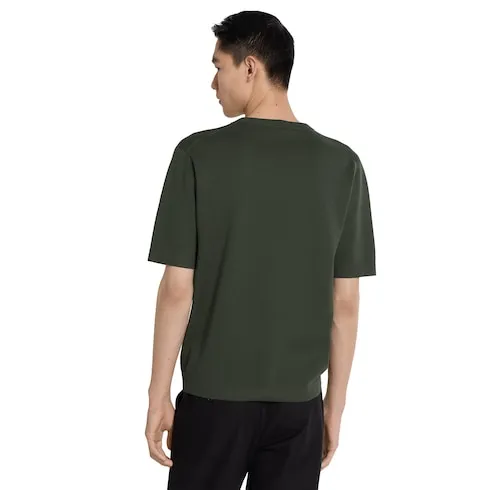 Silk Cotton Knit T-Shirt With Intarsia