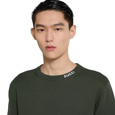 Silk Cotton Knit T-Shirt With Intarsia