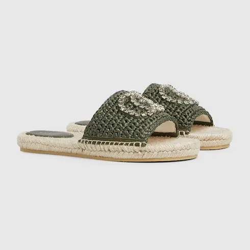 Espadrille With Crystal Interlocking G