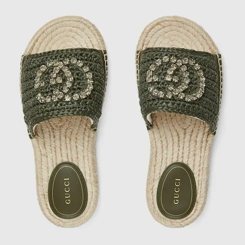 Espadrille With Crystal Interlocking G