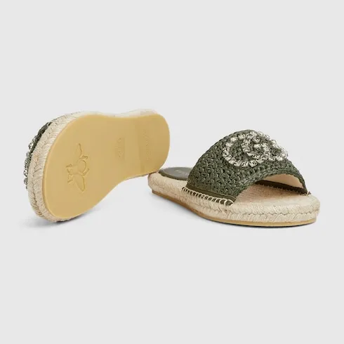 Espadrille With Crystal Interlocking G