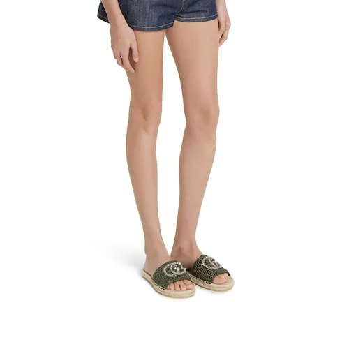 Espadrille With Crystal Interlocking G
