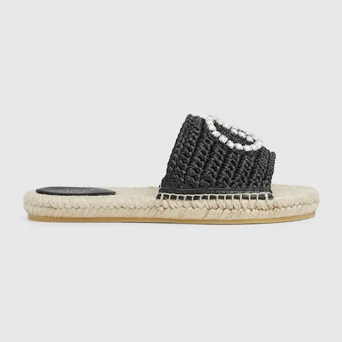 Espadrille With Crystal Interlocking G
