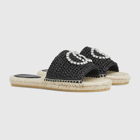 Espadrille With Crystal Interlocking G