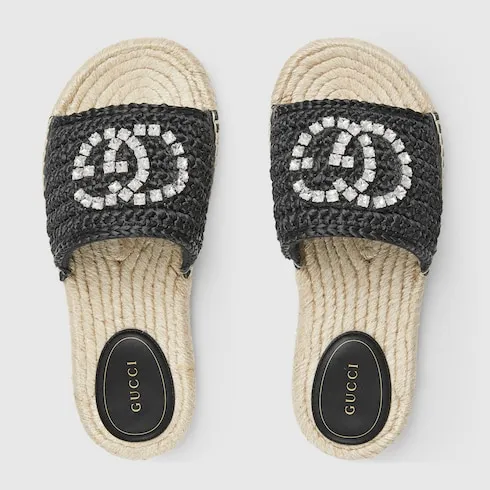 Espadrille With Crystal Interlocking G