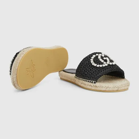 Espadrille With Crystal Interlocking G