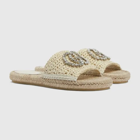 Espadrille With Crystal Interlocking G