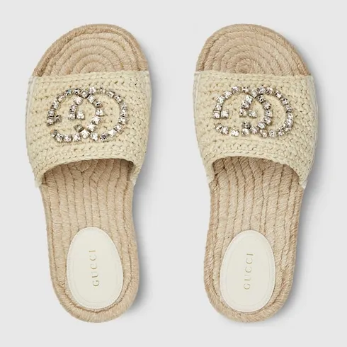 Espadrille With Crystal Interlocking G