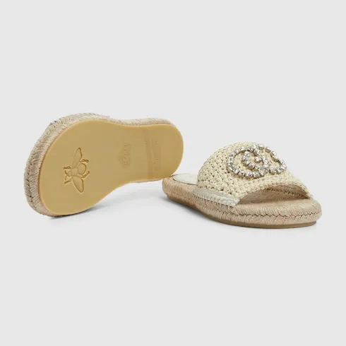Espadrille With Crystal Interlocking G