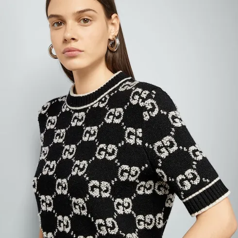 Gg Wool Bouclé Jacquard Top