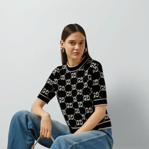 Gg Wool Bouclé Jacquard Top