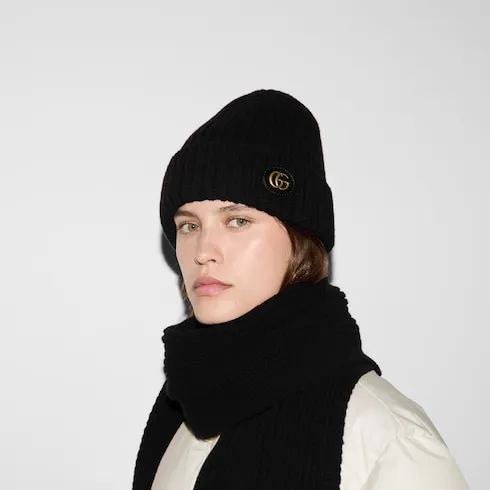 Wool Cashmere Hat With Double G