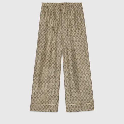 Gg Supreme Print Silk Trouser
