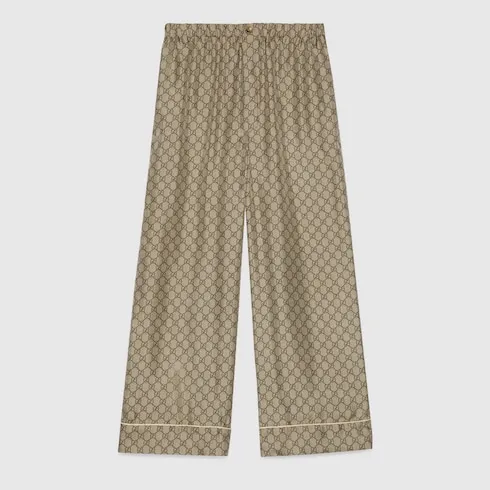 Gg Supreme Print Silk Trouser