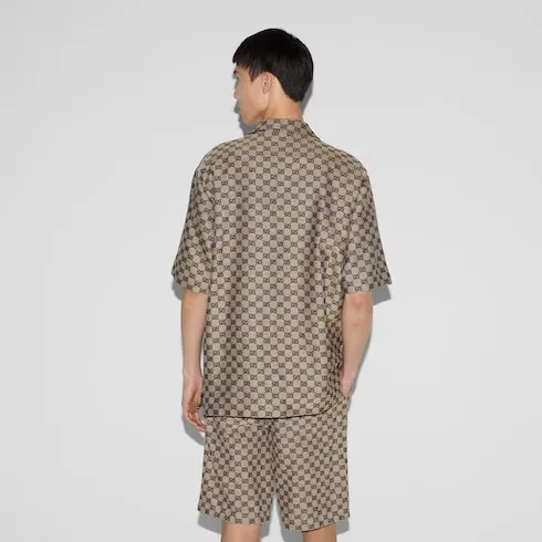 Gg Linen Blend Canvas Shirt