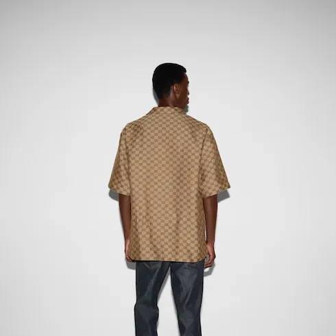 Gg Linen Blend Canvas Shirt