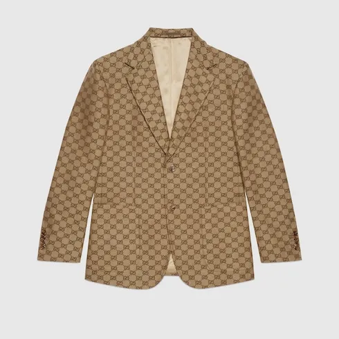 Gg Linen Blend Canvas Formal Jacket