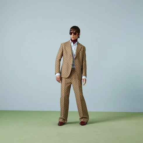 Gg Linen Blend Canvas Formal Jacket