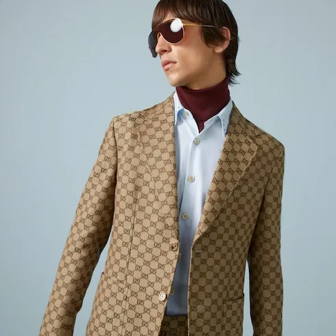 Gg Linen Blend Canvas Formal Jacket