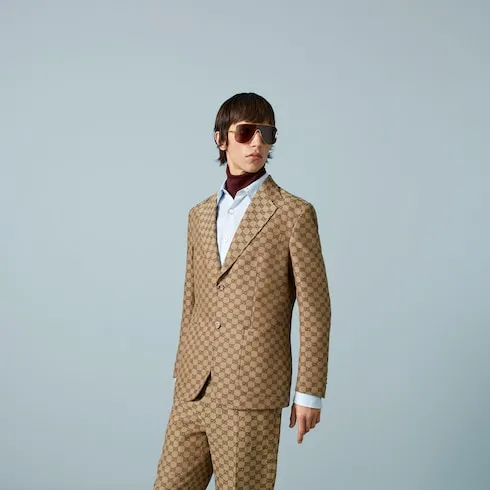 Gg Linen Blend Canvas Formal Jacket