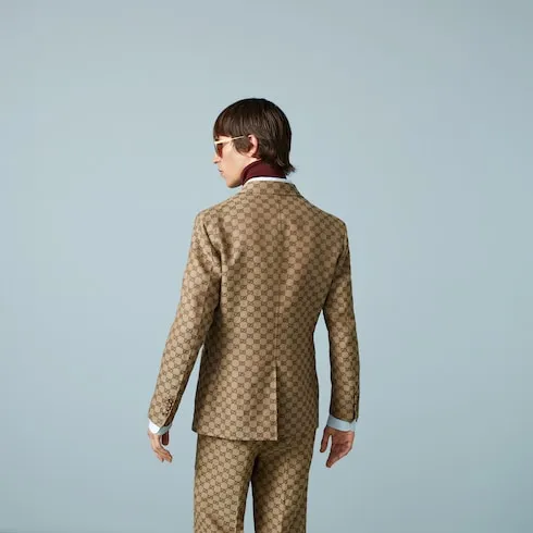 Gg Linen Blend Canvas Formal Jacket