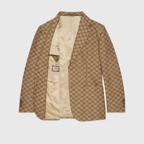 Gg Linen Blend Canvas Formal Jacket