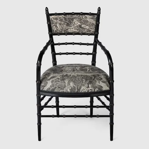 Chiavari Toile De Jouy Print Chair With Arm Rest