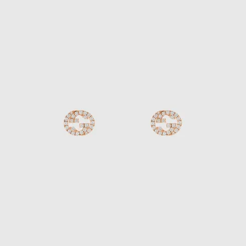Gucci Interlocking Diamond 18K Stud Earrings