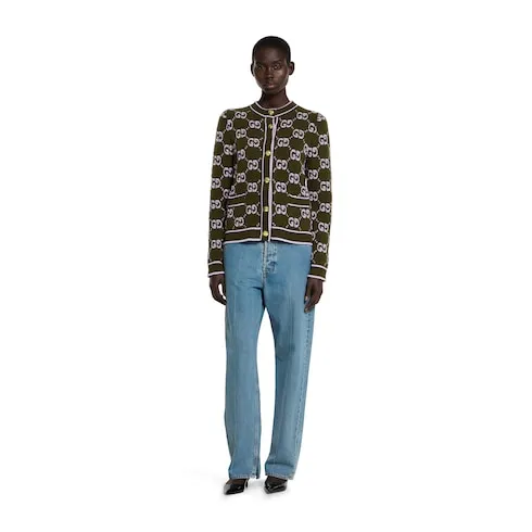 Gg Wool Bouclé Jacquard Cardigan
