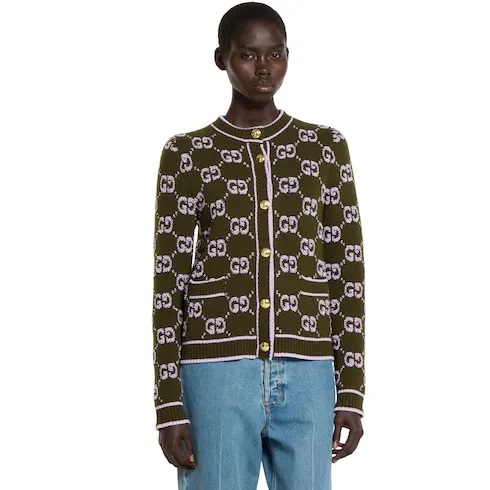 Gg Wool Bouclé Jacquard Cardigan