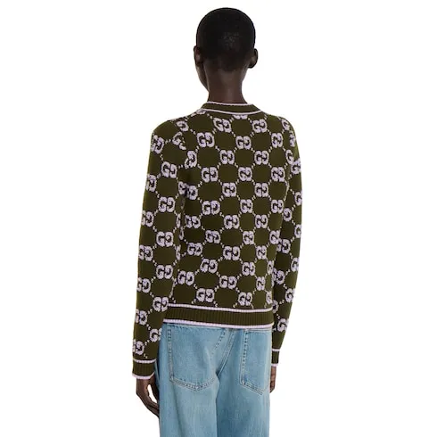 Gg Wool Bouclé Jacquard Cardigan