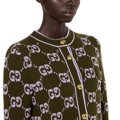 Gg Wool Bouclé Jacquard Cardigan