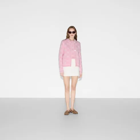 Gg Wool Bouclé Jacquard Cardigan