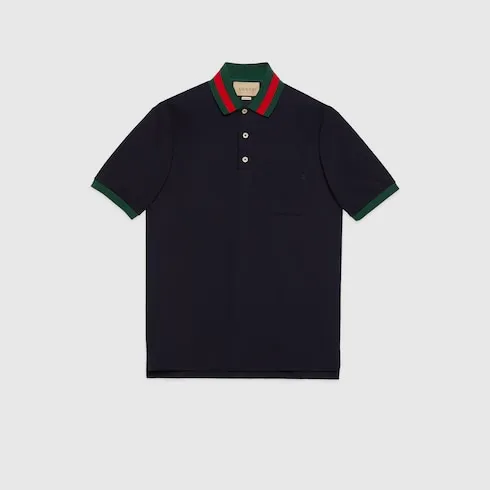 Cotton Piquet Polo With Web Collar