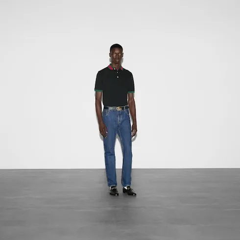 Cotton Piquet Polo With Web Collar