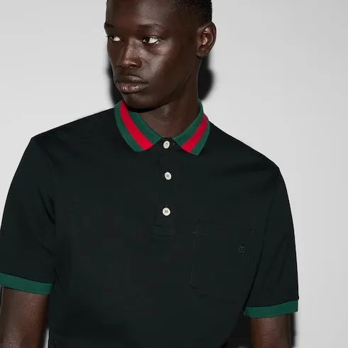 Cotton Piquet Polo With Web Collar
