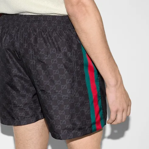 Gg Print Nylon Swim Shorts