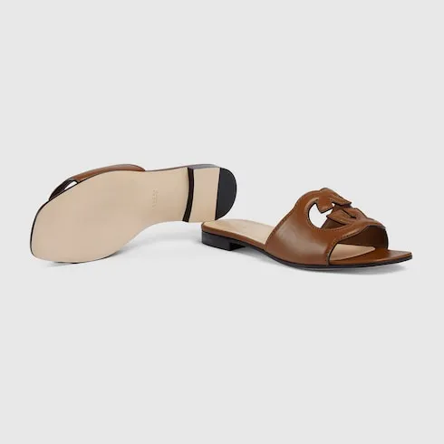 Slide Sandal With Interlocking G