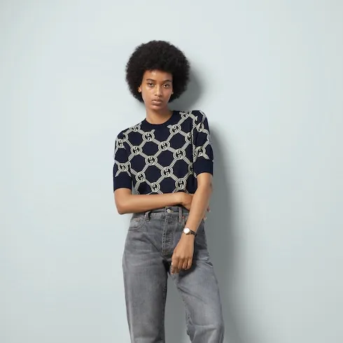 Reversible Gg Wool Jacquard Top