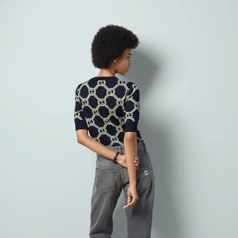 Reversible Gg Wool Jacquard Top