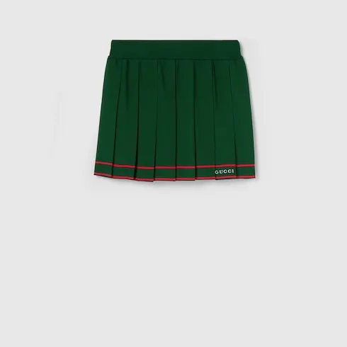 Pleated Skirt With Striped Trim