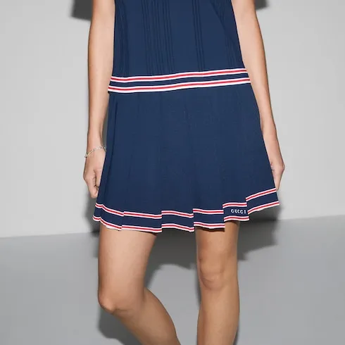 Pleated Skirt With Striped Trim