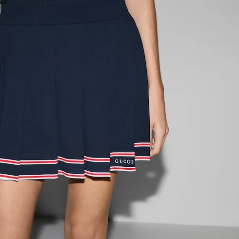 Pleated Skirt With Striped Trim