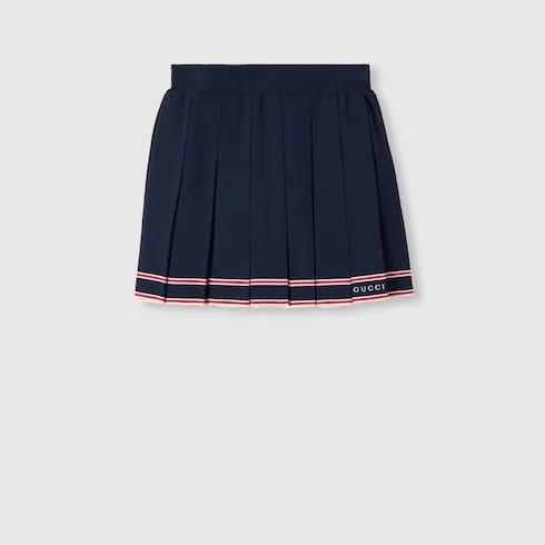 Pleated Skirt With Striped Trim