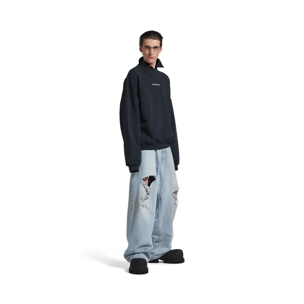 Back Shirt Collar Crewneck